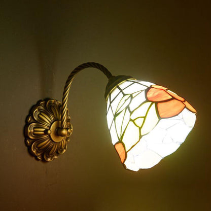 Tiffany Stained Glass Round Shade 1-Light Wall Sconce Lamp