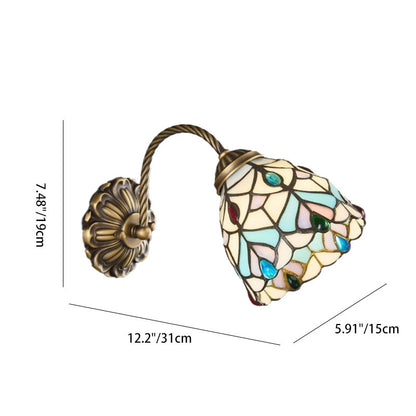 Tiffany Stained Glass Round Shade 1-Light Wall Sconce Lamp