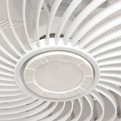 Contemporary Scandinavian Round Iron Solid Wood LED Silent Semi-Flush Mount Ceiling Fan Light For Bedroom