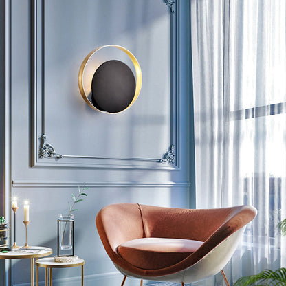 Mid-Century Geometric Circle Ring 1-Light Wall Sconce Lamp