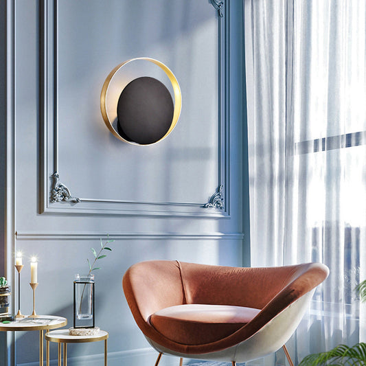 Mid-Century Geometric Circle Ring 1-Light Wall Sconce Lamp
