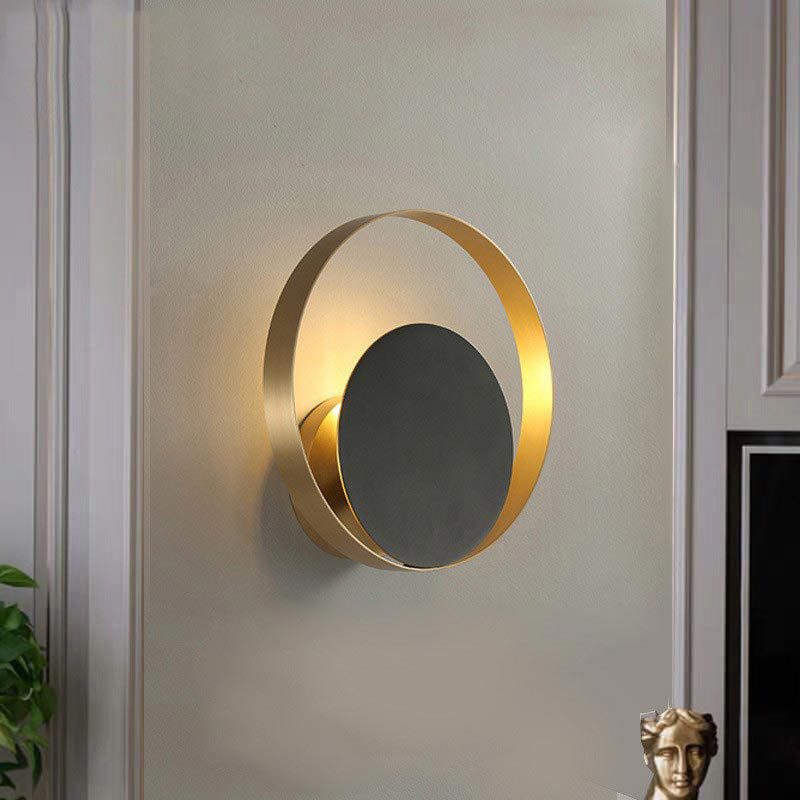 Mid-Century Geometric Circle Ring 1-Light Wall Sconce Lamp