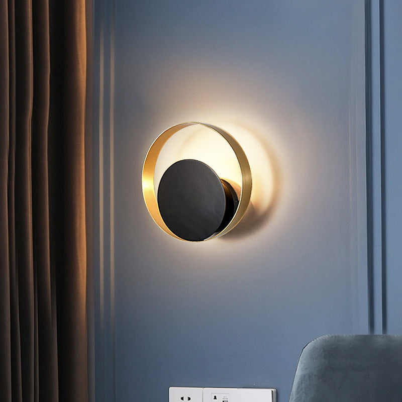 Mid-Century Geometric Circle Ring 1-Light Wall Sconce Lamp