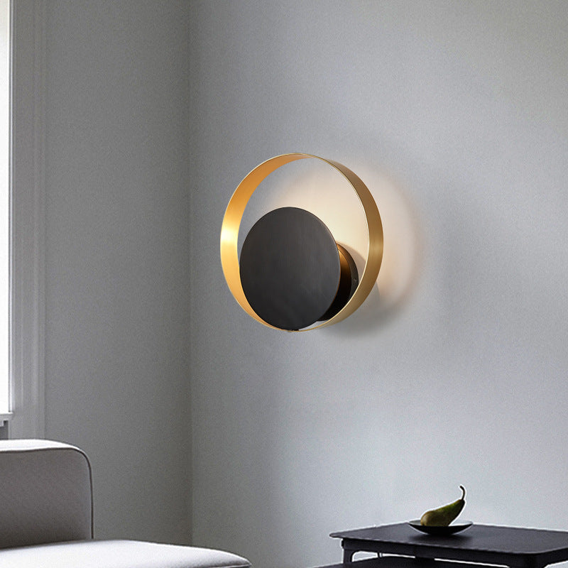 Mid-Century Geometric Circle Ring 1-Light Wall Sconce Lamp