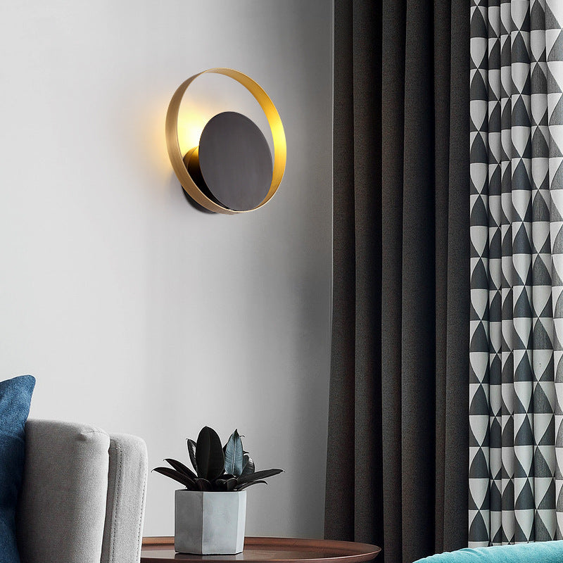 Mid-Century Geometric Circle Ring 1-Light Wall Sconce Lamp