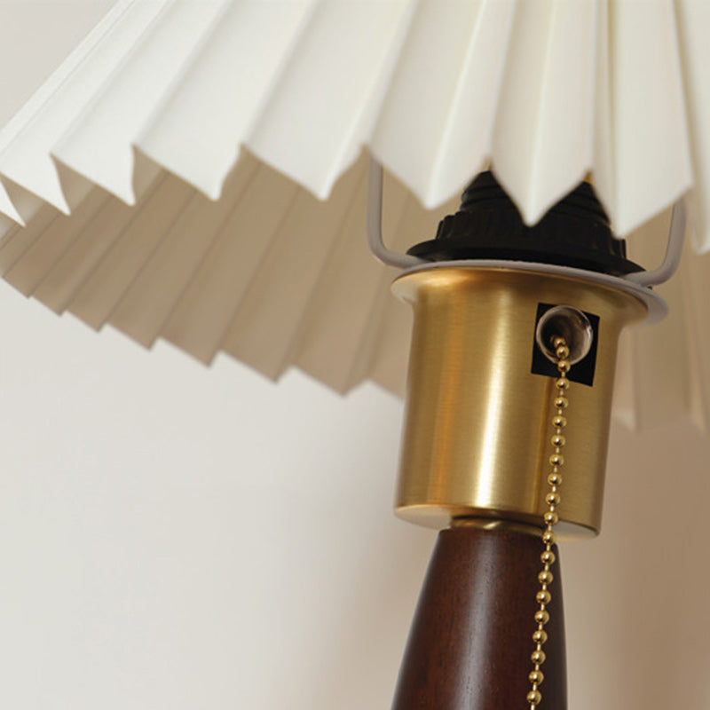 French Shade Solid Wood Brass 1-Light Wall Sconce Lamp