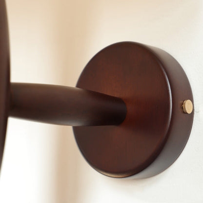 French Shade Solid Wood Brass 1-Light Wall Sconce Lamp