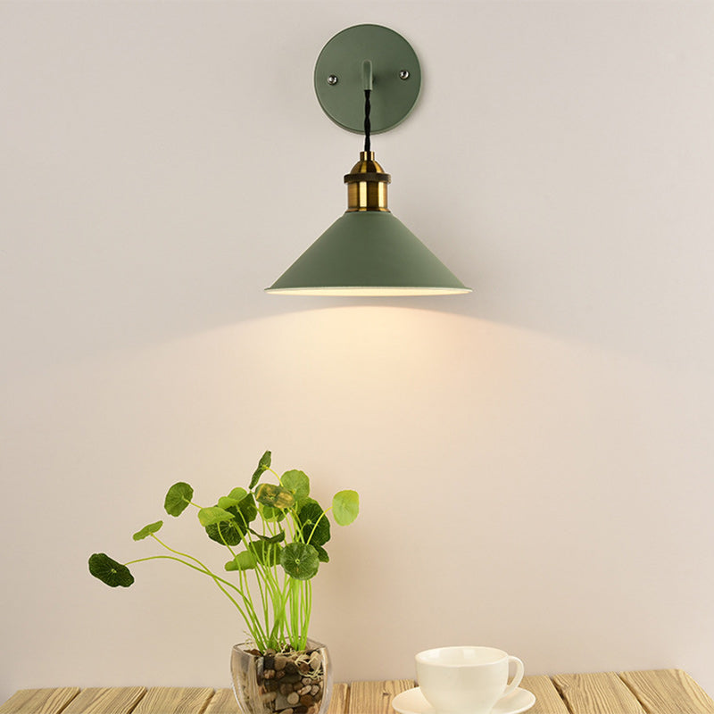 Scandinavian Macaron Iron Conical 1-Light Wall Sconce Lamp