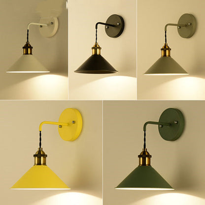 Scandinavian Macaron Iron Conical 1-Light Wall Sconce Lamp