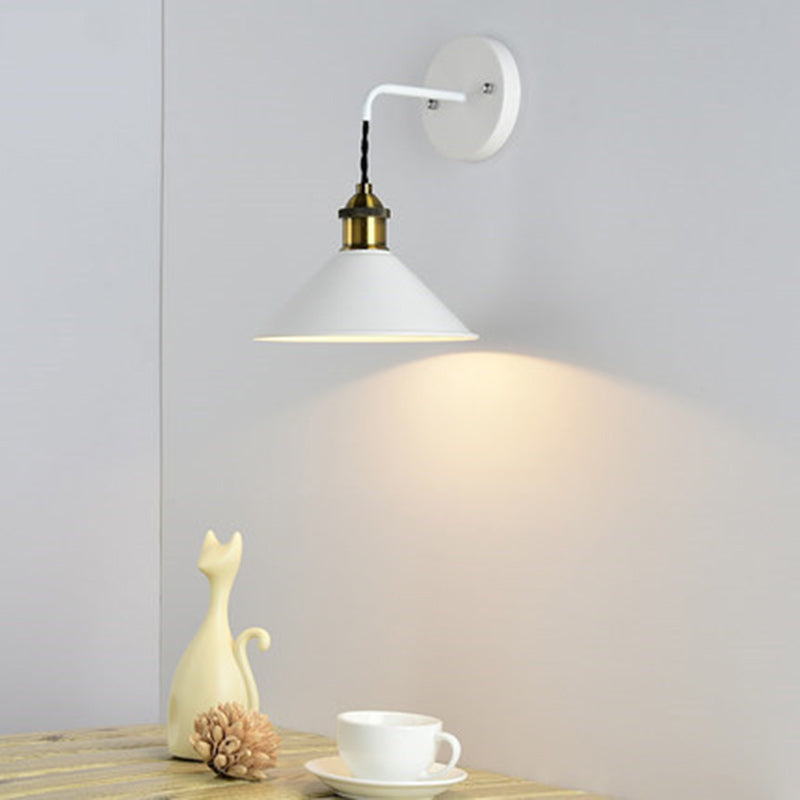 Scandinavian Macaron Iron Conical 1-Light Wall Sconce Lamp