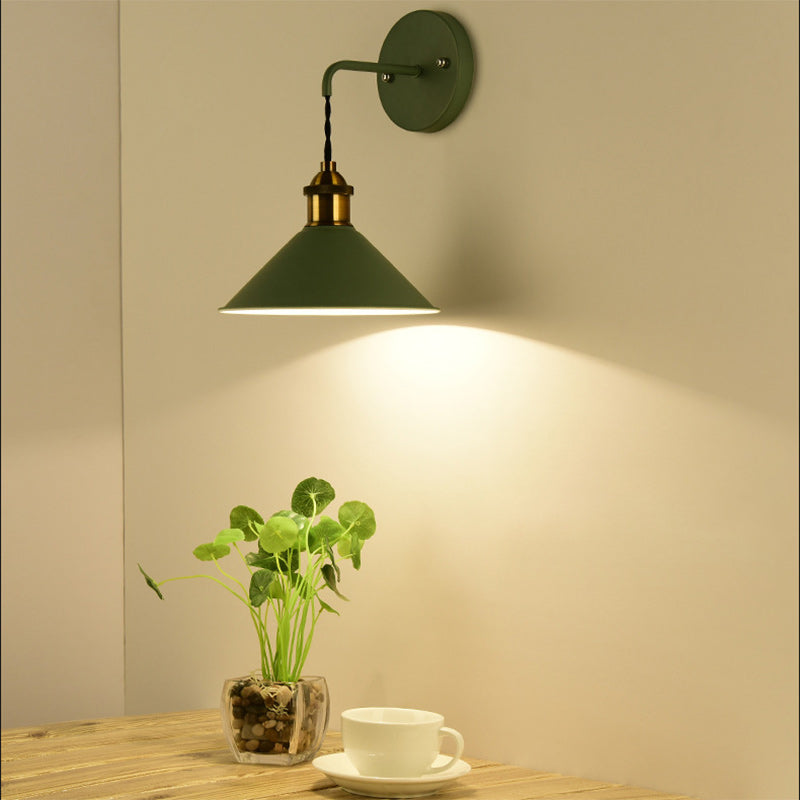 Scandinavian Macaron Iron Conical 1-Light Wall Sconce Lamp