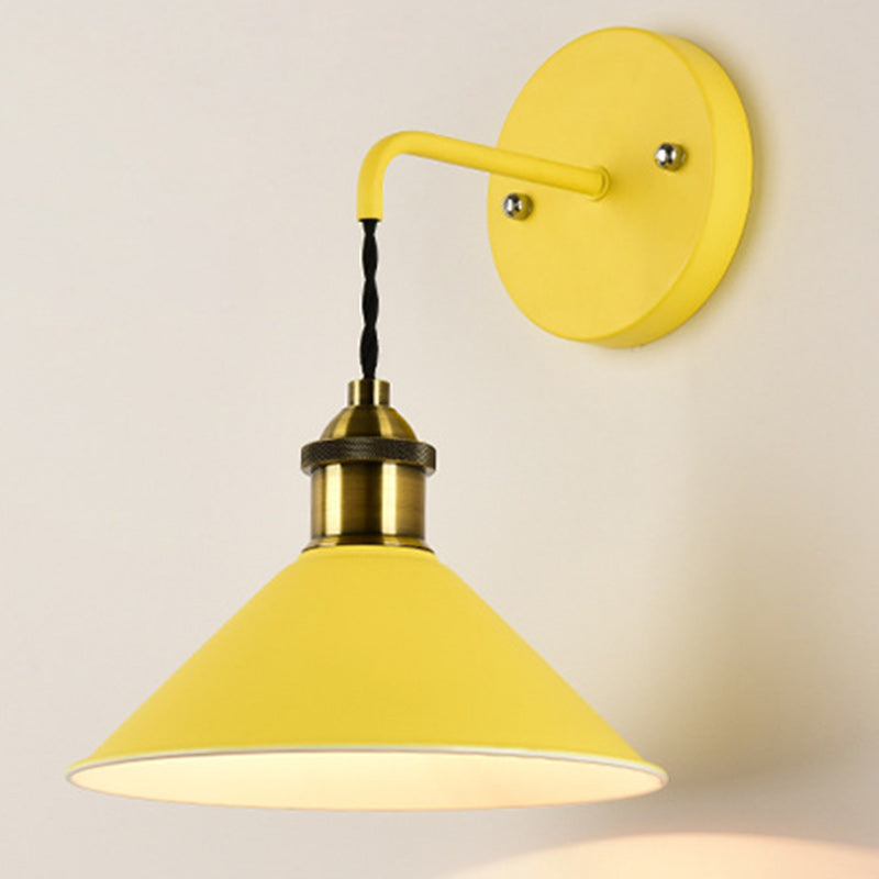Scandinavian Macaron Iron Conical 1-Light Wall Sconce Lamp