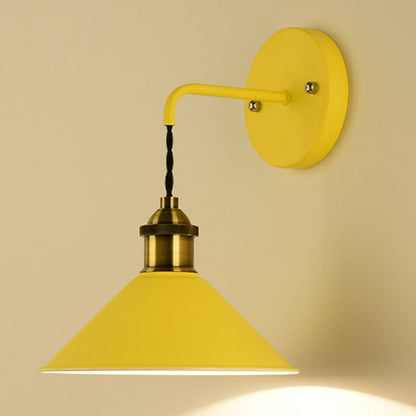 Scandinavian Macaron Iron Conical 1-Light Wall Sconce Lamp