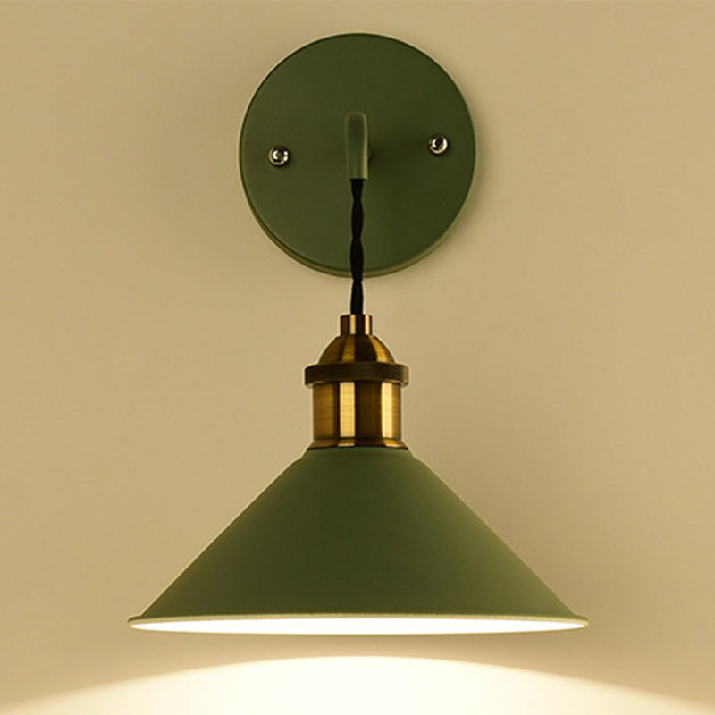 Scandinavian Macaron Iron Conical 1-Light Wall Sconce Lamp
