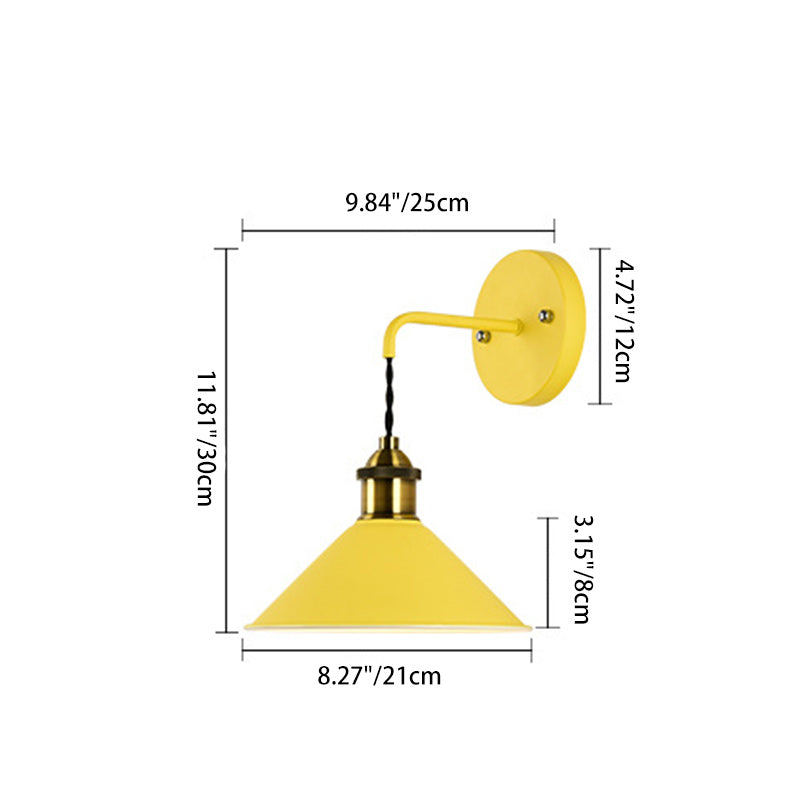 Scandinavian Macaron Iron Conical 1-Light Wall Sconce Lamp