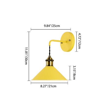 Scandinavian Macaron Iron Conical 1-Light Wall Sconce Lamp
