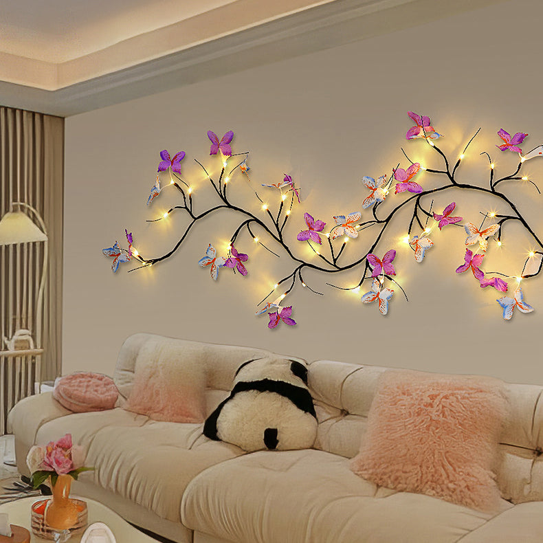 Fabric Branches LED Wall Sconce Lamp Decoration Light