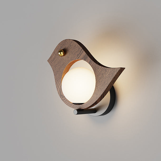 Animal Bird Whale Iron Faux Woodgrain LED Wall Sconce Lamp