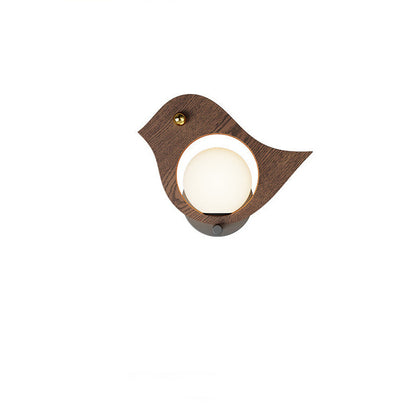 Animal Bird Whale Iron Faux Woodgrain LED Wall Sconce Lamp