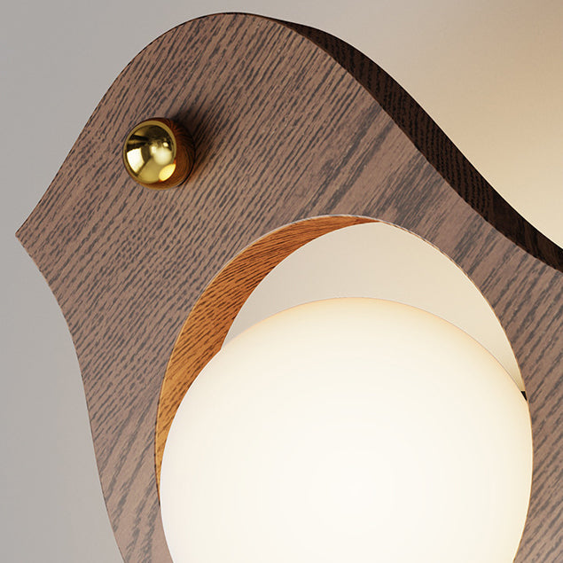 Animal Bird Whale Iron Faux Woodgrain LED Wall Sconce Lamp
