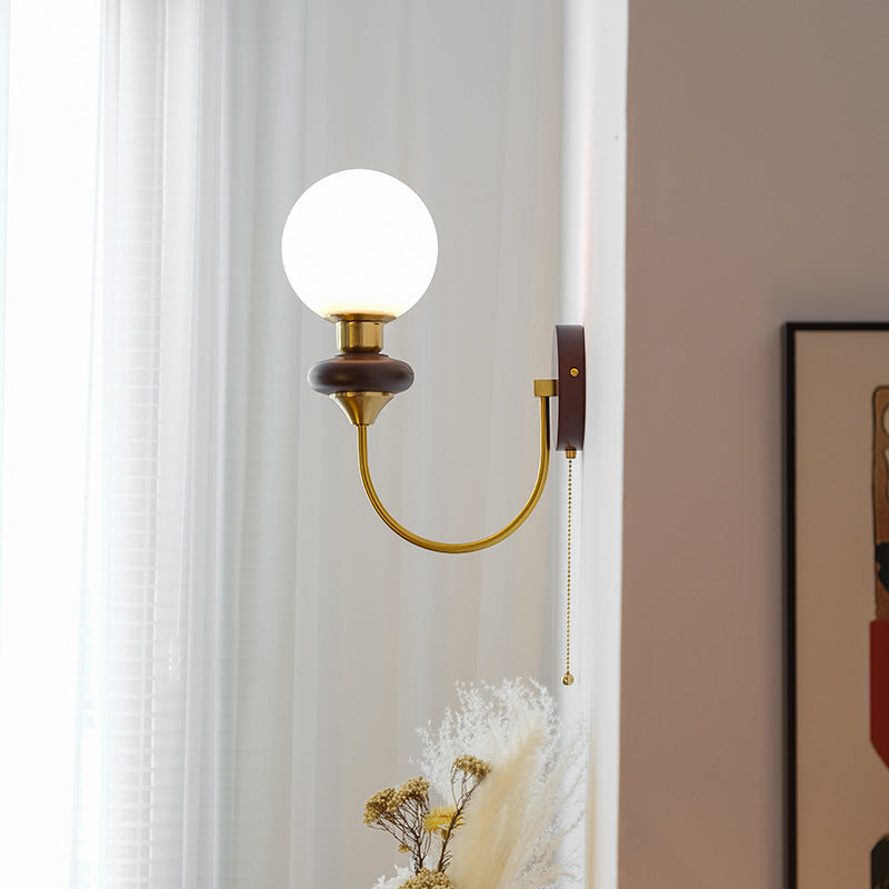 Minimalist Round Globe Iron Glass 1-Light Wall Sconce Lamp