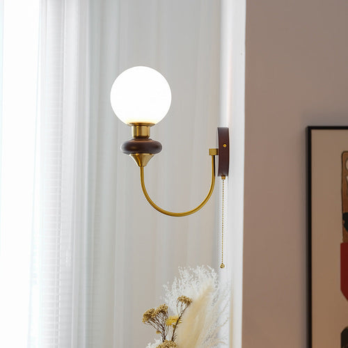 Minimalist Round Globe Iron Glass 1-Light Wall Sconce Lamp