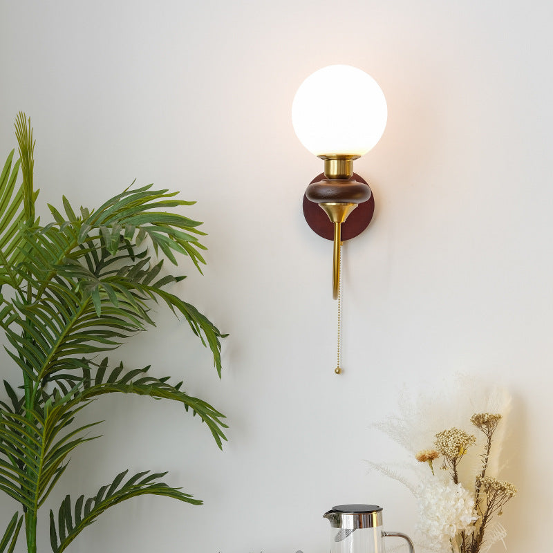 Minimalist Round Globe Iron Glass 1-Light Wall Sconce Lamp