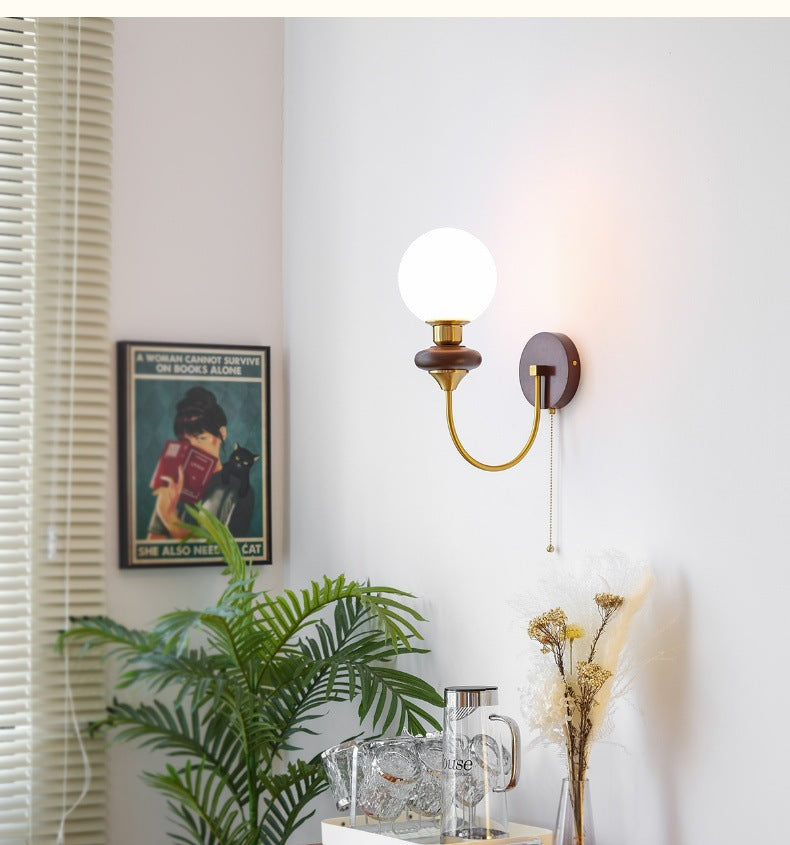 Minimalist Round Globe Iron Glass 1-Light Wall Sconce Lamp