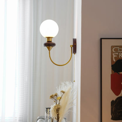 Minimalist Round Globe Iron Glass 1-Light Wall Sconce Lamp