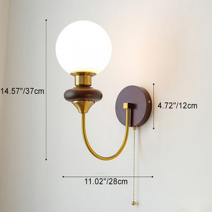 Minimalist Round Globe Iron Glass 1-Light Wall Sconce Lamp
