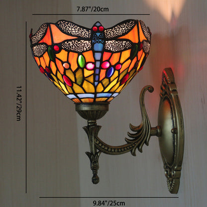 Tiffany Iron Stained Glass 1-Light Wall Sconce Lamp