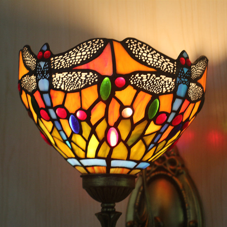 Tiffany Iron Stained Glass 1-Light Wall Sconce Lamp