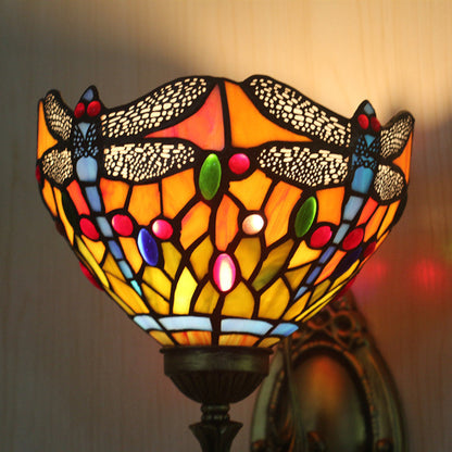 Tiffany Iron Stained Glass 1-Light Wall Sconce Lamp