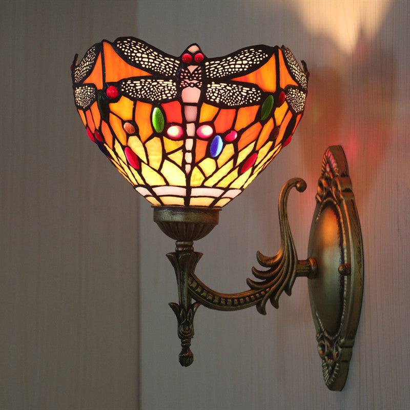 Tiffany Iron Stained Glass 1-Light Wall Sconce Lamp
