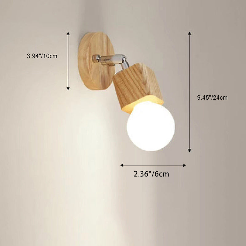 Round Rectangle Linear Wood 1/2/3/4 Light Wall Sconce Lamp