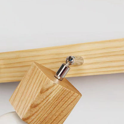 Round Rectangle Linear Wood 1/2/3/4 Light Wall Sconce Lamp