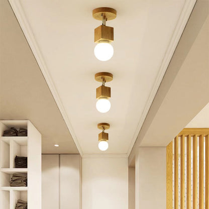 Round Rectangle Linear Wood 1/2/3/4 Light Wall Sconce Lamp
