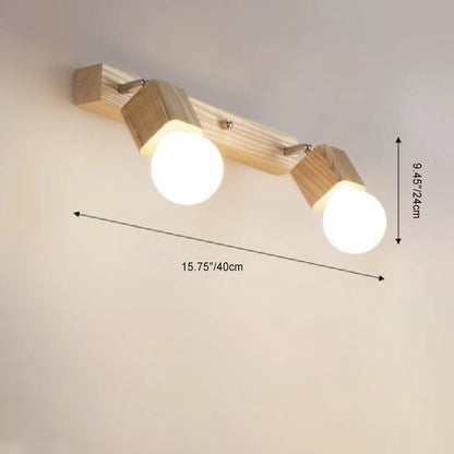 Round Rectangle Linear Wood 1/2/3/4 Light Wall Sconce Lamp