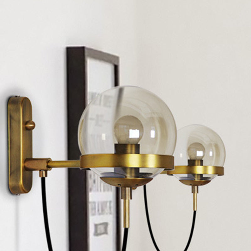 Style Round Orb Iron Glass 1-Light Wall Sconce Lamp