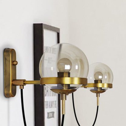 Style Round Orb Iron Glass 1-Light Wall Sconce Lamp