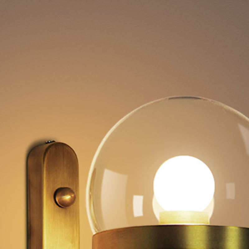 Style Round Orb Iron Glass 1-Light Wall Sconce Lamp