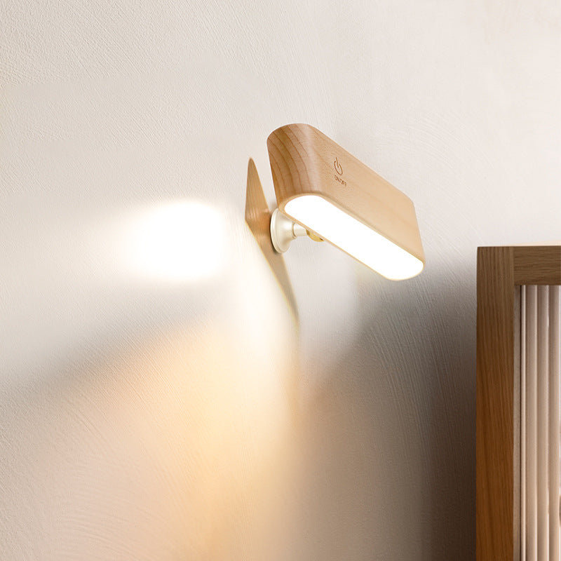 Rectangular Wood Magnetic Suction LED Wall Sconce Lamp