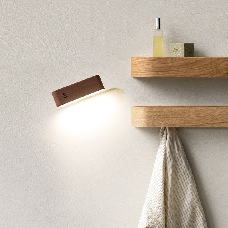 Rectangular Wood Magnetic Suction LED Wall Sconce Lamp