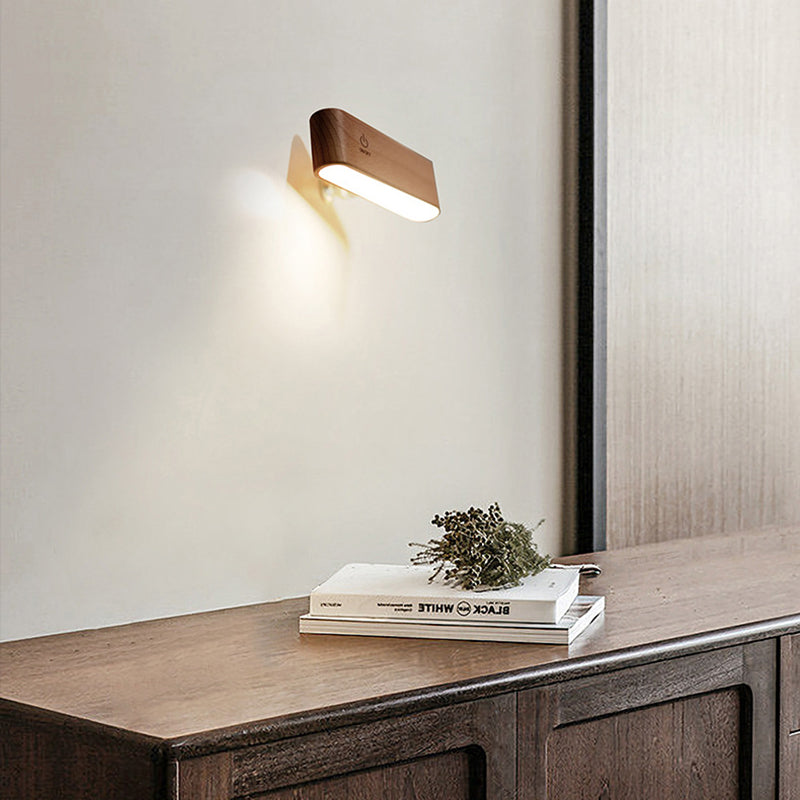 Rectangular Wood Magnetic Suction LED Wall Sconce Lamp