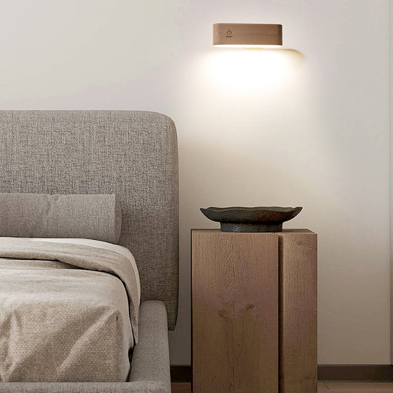 Rectangular Wood Magnetic Suction LED Wall Sconce Lamp