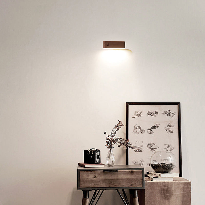 Rectangular Wood Magnetic Suction LED Wall Sconce Lamp