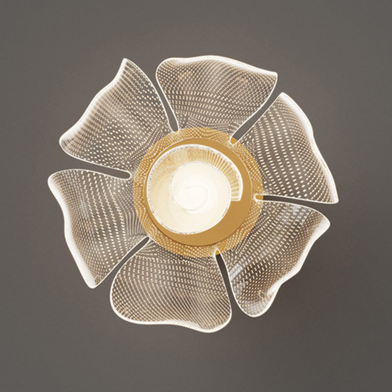 Modern Luxury Flower Petal Dome Iron Acrylic LED Flush Mount Ceiling Light For Bedroom