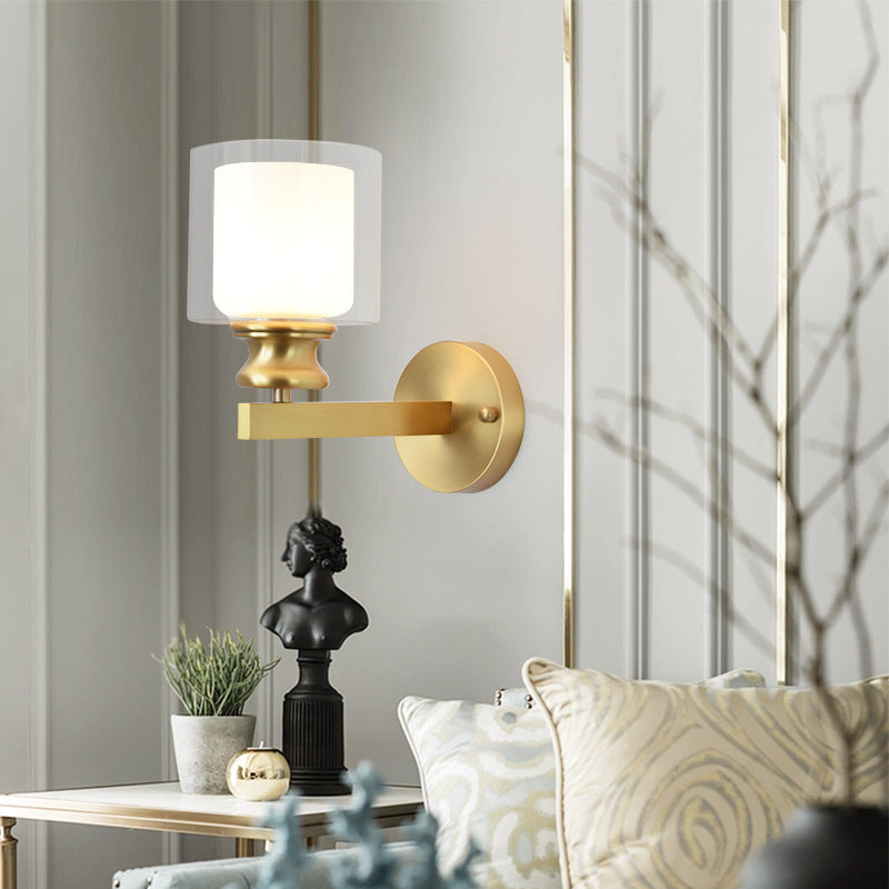 Round Spherical Copper Glass 1-Light Wall Sconce Lamp
