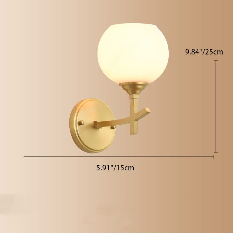Round Spherical Copper Glass 1-Light Wall Sconce Lamp