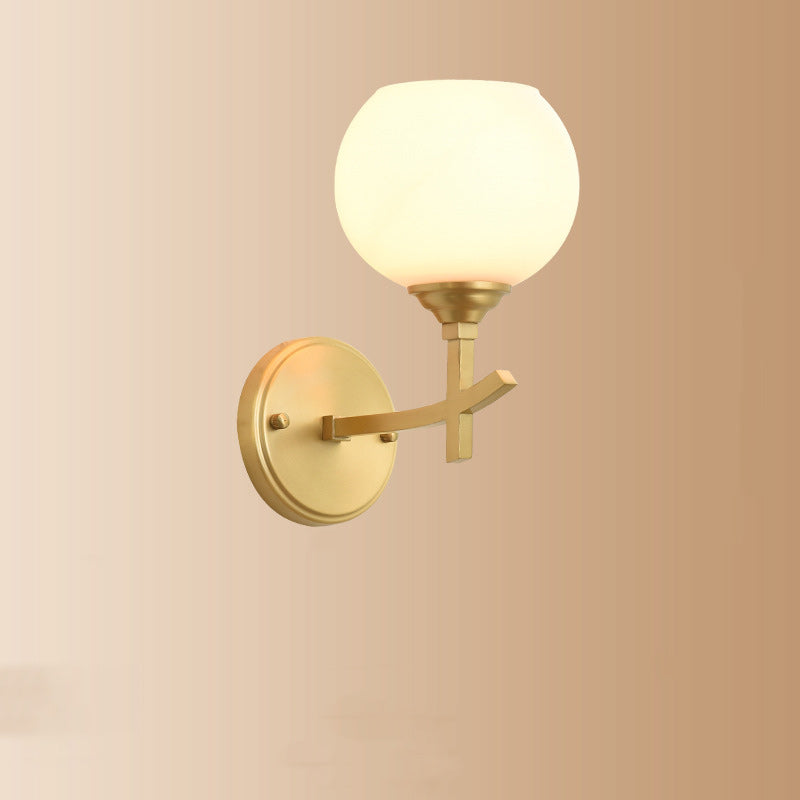 Round Spherical Copper Glass 1-Light Wall Sconce Lamp